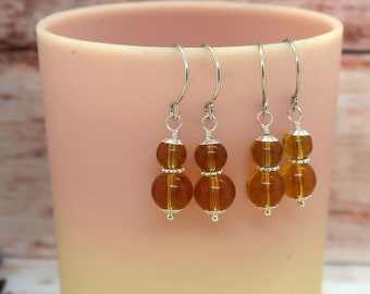 Natural Madeira Citrine Earrings in 925 Sterling Silver on Handcrafted Argentium Silver Ear Wires