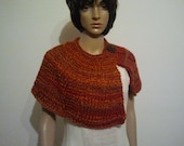 Knitted shawl collar orange brown