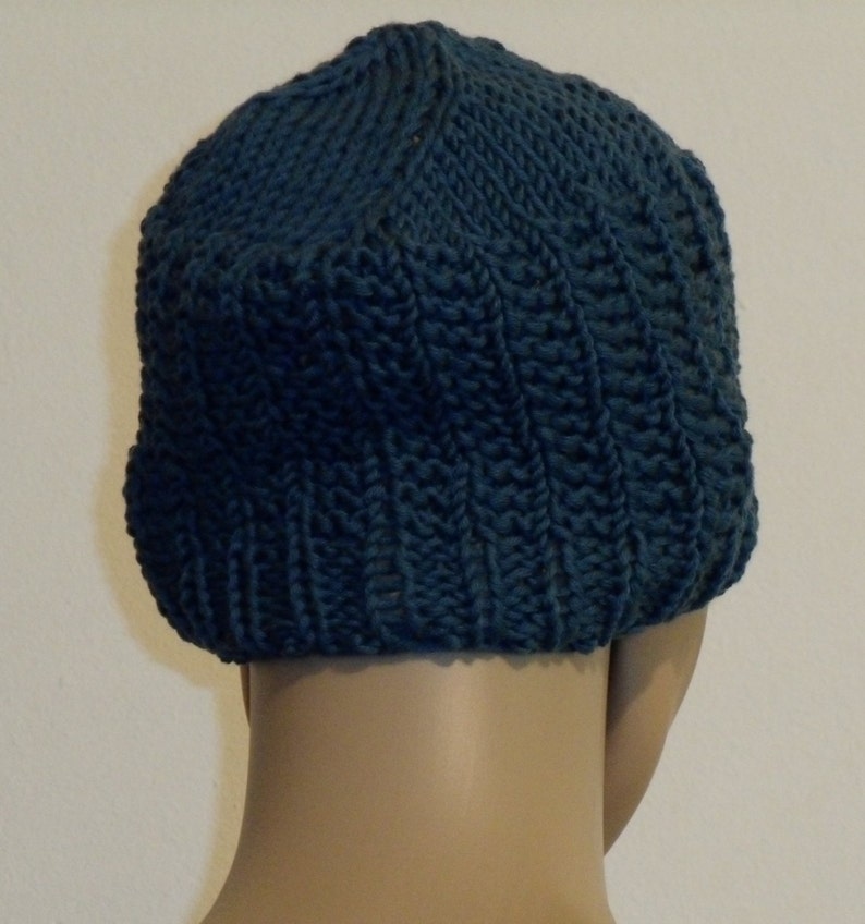 Knitted pure cotton hat in Prussian blue image 4