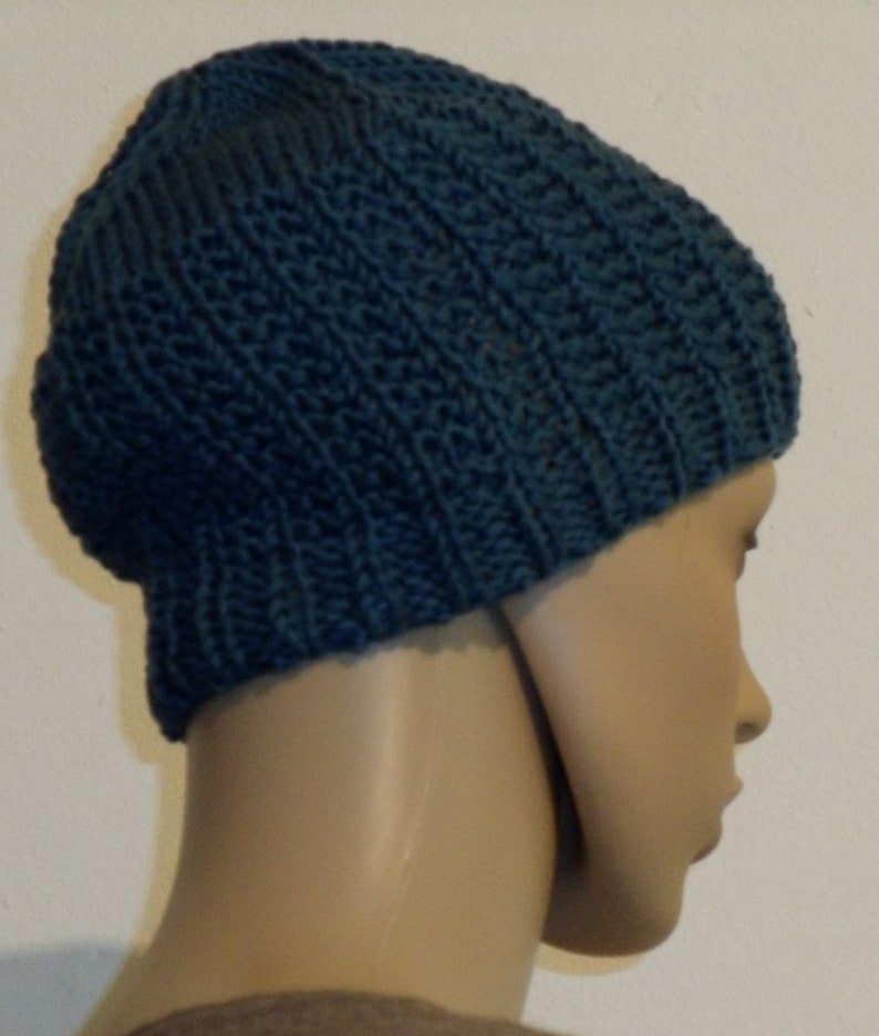 Knitted pure cotton hat in Prussian blue image 1