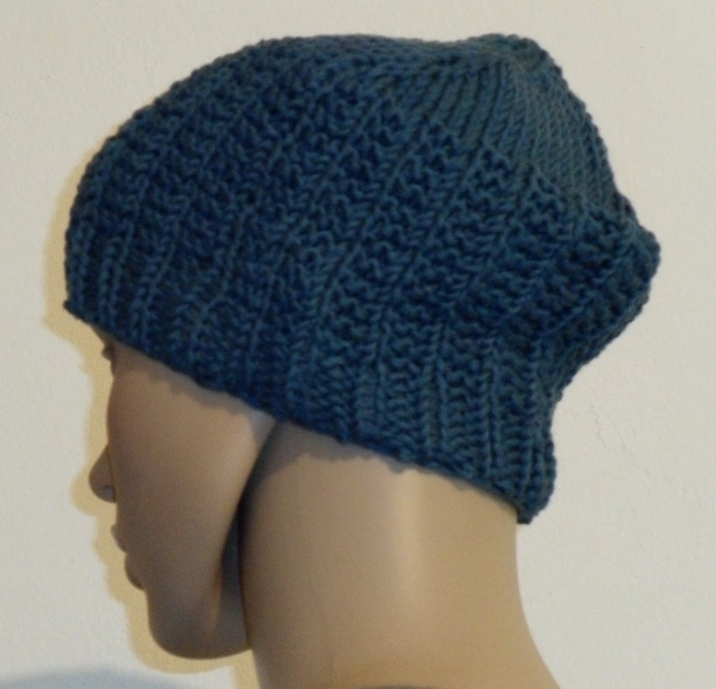 Knitted pure cotton hat in Prussian blue image 5