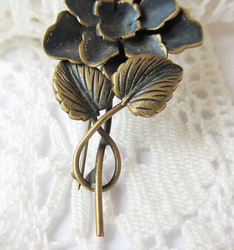 Antique Brass Brooch Flower Retro Brooch Bridal Brooch Pin Etsy