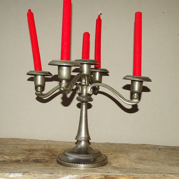 Vintage Candle Holder 5 arm Candelabra Retro Home Decor Antiqeu Lighting Candle Sticks Antique Candle Holder Silver Metal Candleholder