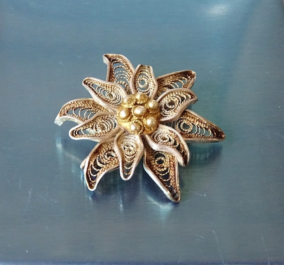 Edelweiss Flower Round Goldstone Drop Earrings Vintage Jewelry
