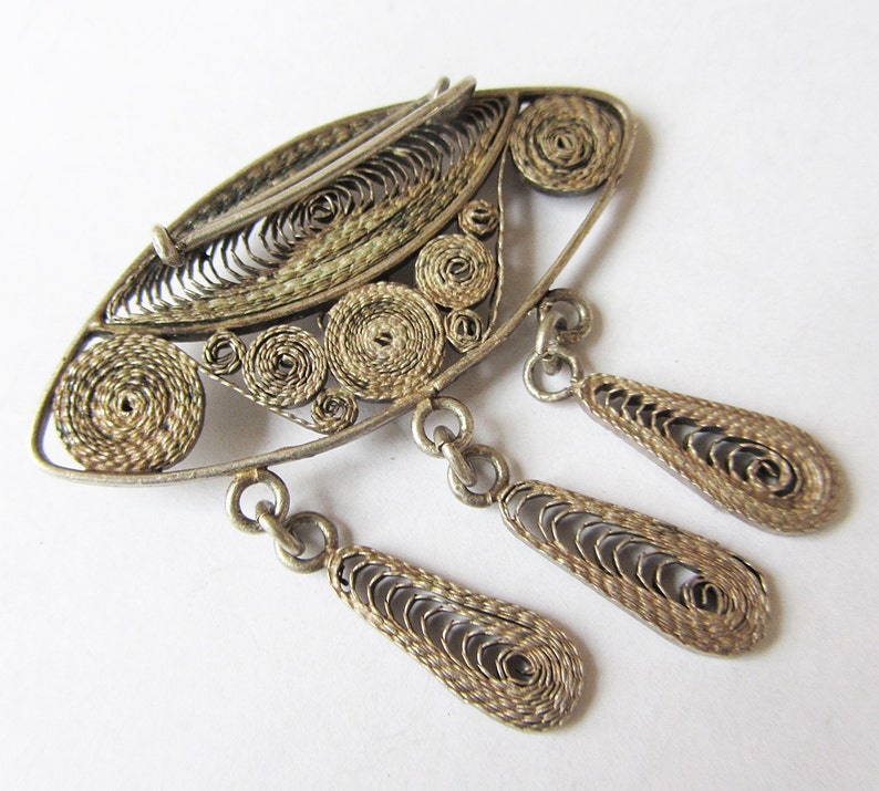 Vintage Filigree Brooch Sterling Silver Flower Pin Vintage Etsy