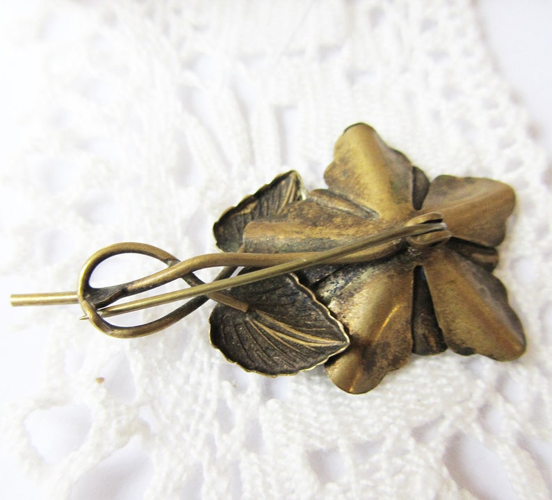 Antique Brass Brooch Flower Retro Brooch Bridal Brooch Pin Etsy