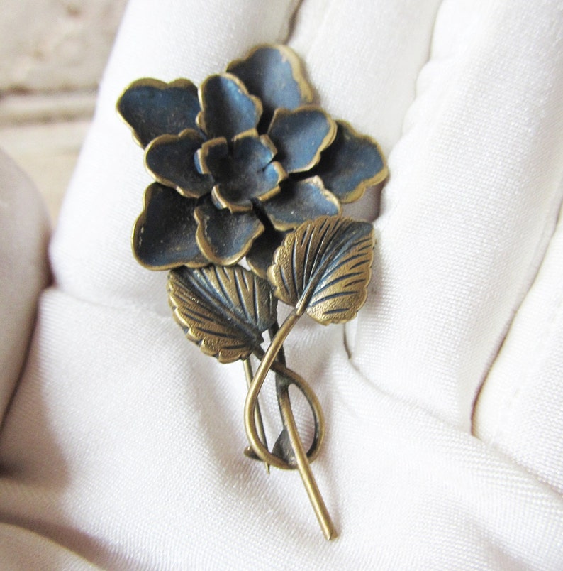 Antique Brass Brooch Flower Retro Brooch Bridal Brooch Pin Etsy