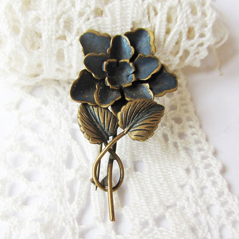 Antique Brass Brooch Flower Retro Brooch Bridal Brooch Pin Etsy