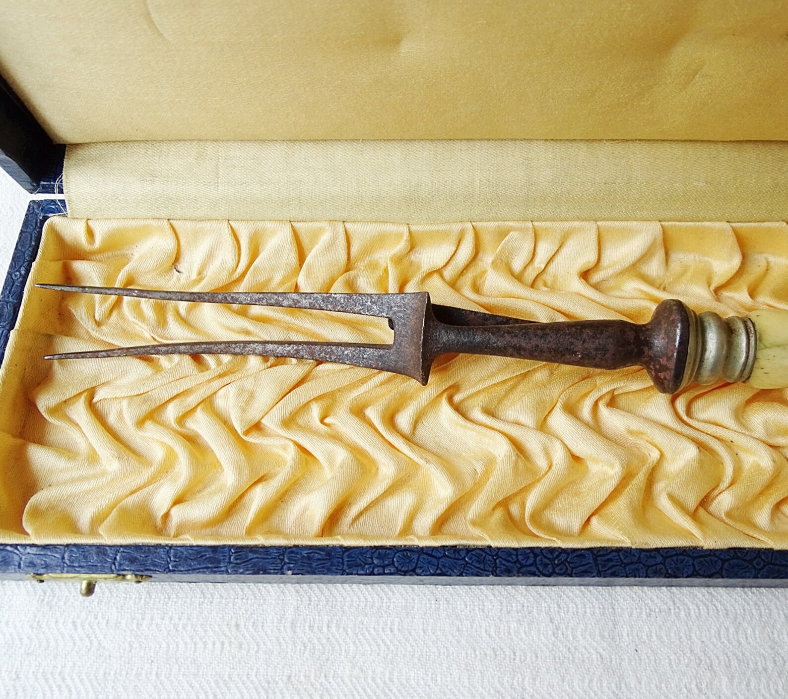 Antique Boxed Large Serving Fork Bone Handle Wedding Decor Etsy