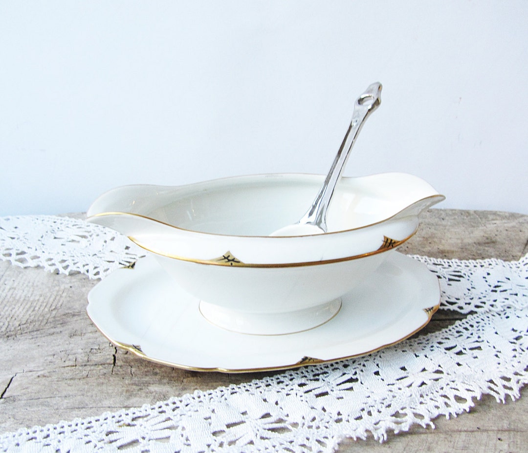 German Vintage Saucier With Spoon, Tielskh Aliwasser C.T, Antique