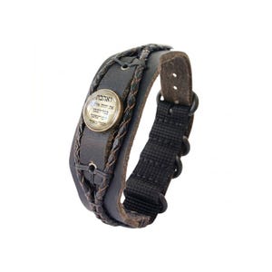 Hebrew Leather Bracelet / Hebrew Christian Bible Religious Scripture / Christian Wristband / Deuteronomy 6 5