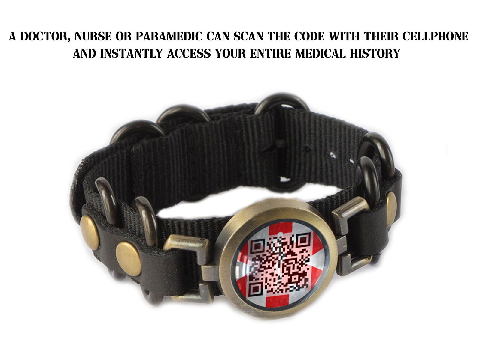 Medical identification bracelet with digital QR code for Etsy