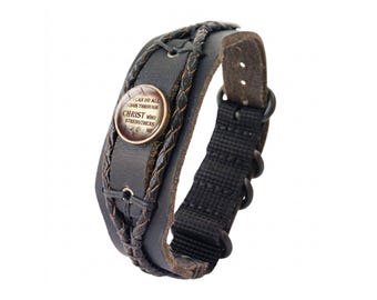 Christian Scripture Bracelet Gift - Philippians 4:13 Biblical scripture verse "I can do all things through Christ...."