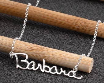 Colar com nome e assinatura personalizados: presente de joia de prata esterlina com caligrafia