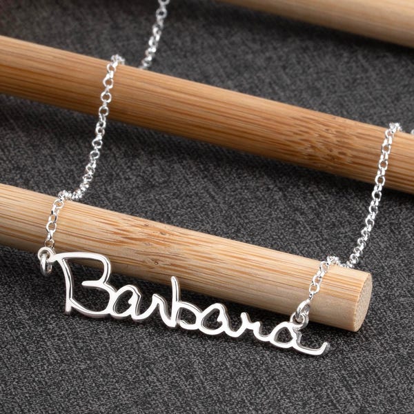 Echte ketting met handtekening, sterlingzilver - handschrift sieraad cadeau voor haar