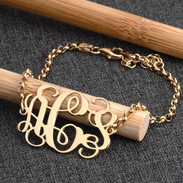 Initial Monogram Bracelet 1.2 inch - Personalized Monogrammed Gifts
