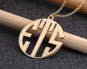 Letter ketting met monogram twee, drie initialen - Sterlingzilver 925 gepersonaliseerde sieraden cadeau