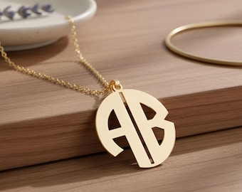 Collar con inicial en bloque - Monograma personalizado en todos los tamaños - Plata de ley 925 - Collar hecho a mano