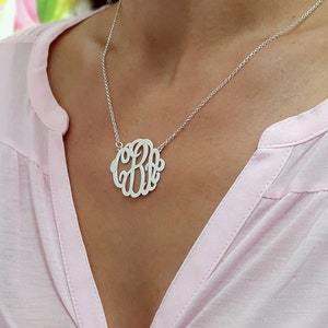 Personalized Monogram Necklace: 925 Sterling Silver, 1.2 inch
