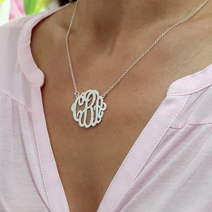 Monogram necklace 1.2 inch Personalized Necklace for Christmas Gift 925 Sterling Silver image 1