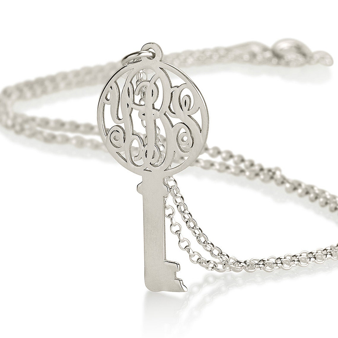 Monogram Key Necklace Personalized Monogram on a Key - Etsy