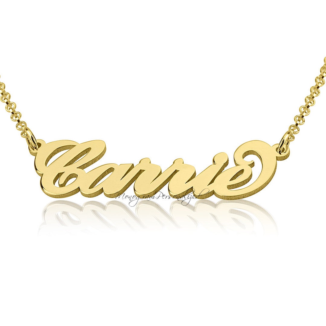 14K Solid Gold Name Necklace Any Name You Wish, Personalized Name
