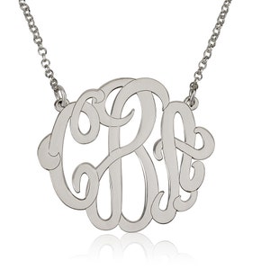 Monogram necklace 1.2 inch Personalized Necklace for Christmas Gift 925 Sterling Silver image 3