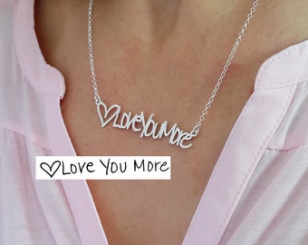 Actual Signature Handwriting Necklace, Sterling Silver - Personalized One of a Kind Jewelry - Keepsake Gift