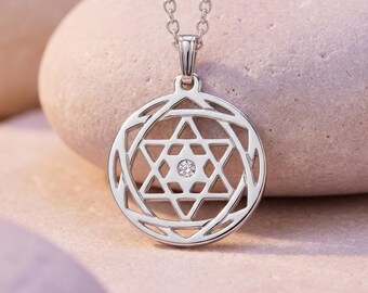 Jewish Star of David Necklace, Sterling silver - Magen David Birthstone Pendant - Israeli Jewelry Gift