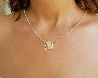 Old English Initial Necklace  any letter you wish, personalized sterling silver necklace
