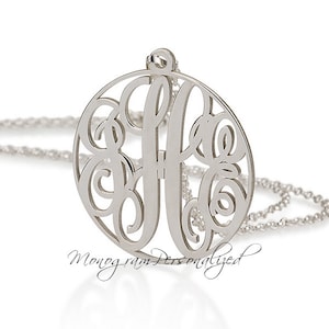 Circle Monogram necklace - 1 inch Personalized Monogram - 925 Sterling Silver, Christmas Gift for Her