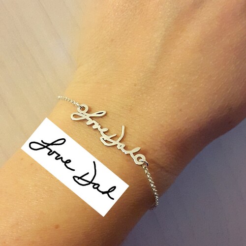 Personalized Signature Bracelet Sterling Silver Handwriting Etsy