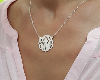 Sterling Silver Monogram Necklace: Personalized Initial Pendant