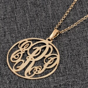 Personalisierte Kreis Monogramm Halskette - 1,5 "Zoll Anhänger, Sterling Silber - Muttertagsschmuck Geschenk Yellow gold plating