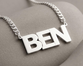 Extra Thick Name Necklace, Sterling Silver Cuban Chain - Personalized Streetwear Jewelry