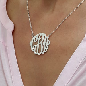 Monogram necklace 1.2 inch Personalized Necklace for Christmas Gift 925 Sterling Silver image 2