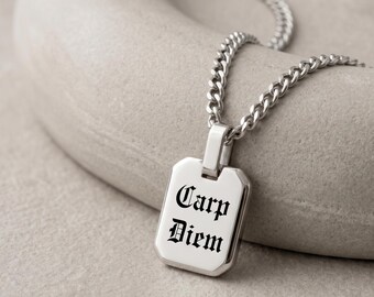 Stainless Steel Mini Dog Tag Necklace, Custom Dainty Pendant for Men