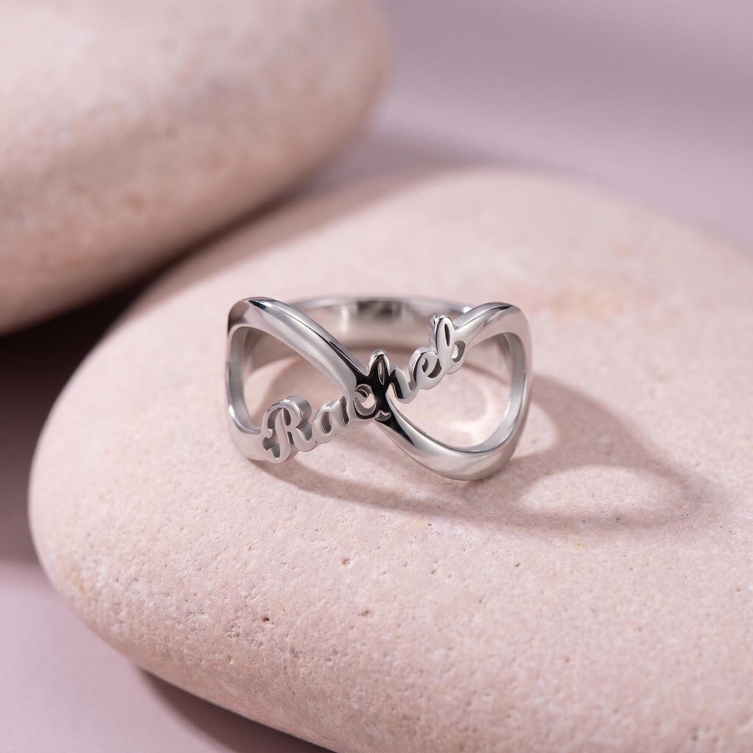 Infinity Signet Ring Infinity Name Ring Sterling Silver 925 - Custom Engraved Signet ...