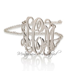 Large Monogram necklace 2 inch Personalized Monogram 925 Sterling Silver Personalized Jewelry image 4