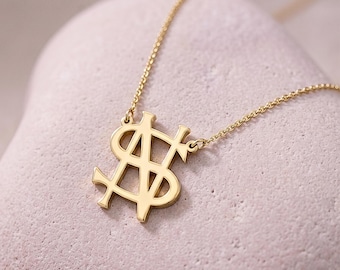 2 Initial Necklace Monogram Letters Sterling Silver - Personalized Jewelry Gift for Women