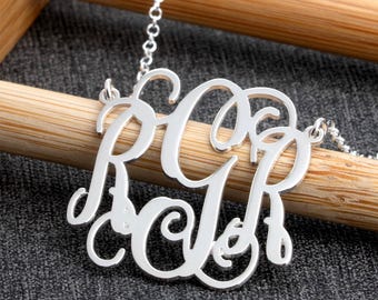 Benutzerdefinierte Buchstaben Monogramm Halskette 1,2 "Sterling Silber - personalisierte Muttertagsschmuck Geschenk