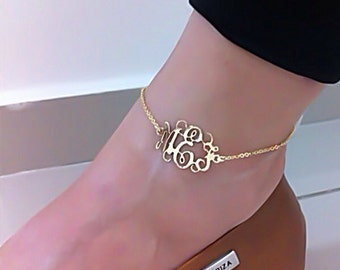 Monogram Anklet - Personalized Monogram - 18K Gold Plated