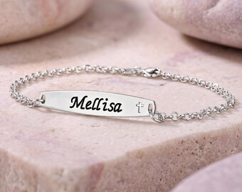 Coss ID Bracelet Sterling Silver - Actual Handwriting Name Bar Jewelry - Keepsake Gift