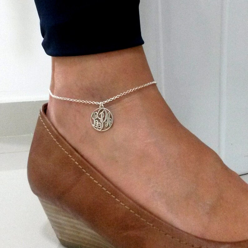 Monogram Anklet Charm Ankle Bracelet Personalized Jewelry Etsy