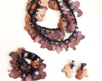 Monies Wood Jewelry Set: Gerda Lynggaard Necklace, Bracelet, Earrings