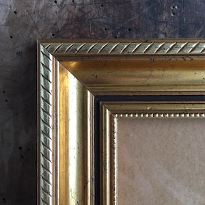 10.6 x 8.5 inches Gold Bronze large frame normal glass, Danish vintage wood frame, Photo picture frame, Farmhouse decor, French style wall