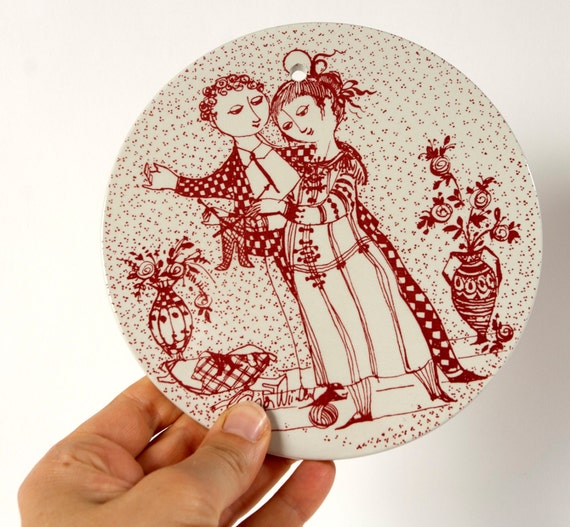 Bjorn Wiinblad November Plate: Danish Paradise Faience Wall Decor