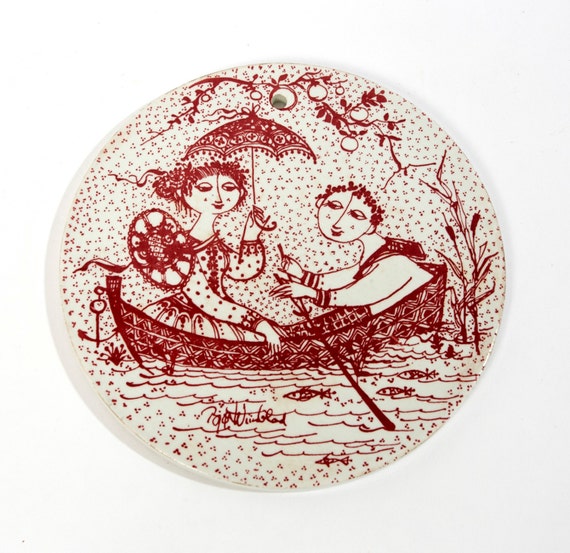 Bjorn Wiinblad ニーモレ窯ヴィンテージ　 真夏の夜の夢プレート Bjorn Wiinblad July Birthday Plate: Danish Vintage Red Love Design