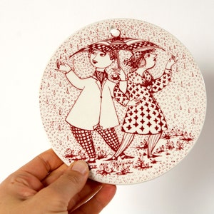 Bjorn wiinblad plate, Wiinblad plate, Gift her, APRIL platte, Denmark faience danish paradis, Vintage retro wall decor, Birthday nymolle red image 4