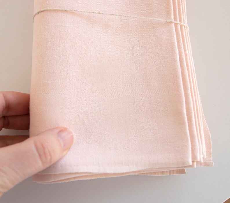 Blush damask linens Pink Vintage napkins Cotton linen silk Etsy